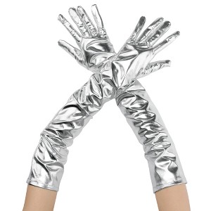 INSPIRE CHIC Women's Faux Leather Shiny Full Finger Opera Long Evening Gloves - 1 of 4