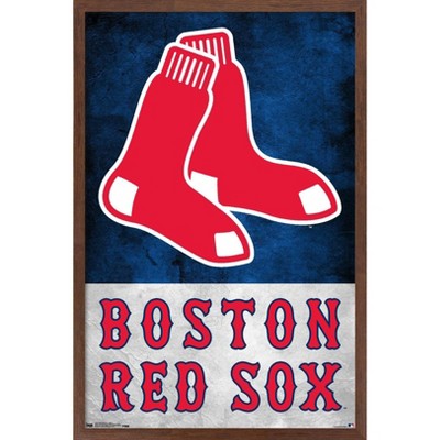 Trends International MLB Boston Red Sox - Logo 22 Framed Wall Poster Prints  Mahogany Framed Version 22.375 x 34