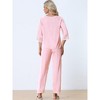 cheibear Womens Satin Sleepwear Lounge with Pants Nightwear 3/4 Sleeves Pajama Set - 3 of 4