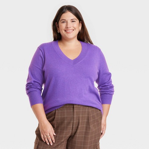 Avenue  Women's Plus Size Deep Valley V Neck Sweater - Navy - 5x : Target