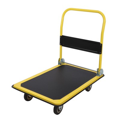 Industrial Steel Flat Dolly Cart - 1100 lb Capacity, 36x24 Inch L-Shape Platform