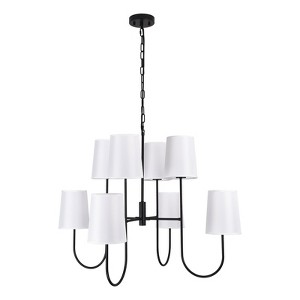 PAKOKULA 8-Light Matte Black Sputnik Chandelier with White Fabric Shade for Living Room Bedroom - 1 of 4