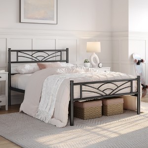Yaheetech Metal Platform Bed Frame with Cloud-inspired Design Headboard - 1 of 4