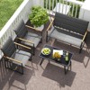 Costway 4 PCS Patio Furniture Set with Padded Fabric Seat & Wood-Plastic Armrests Table - 4 of 4