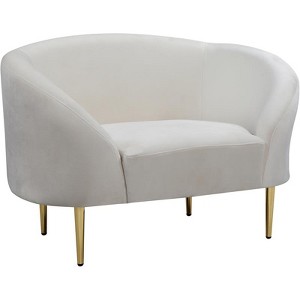Ritz Velvet Accent Chair in Cream and Gold-Meridian Furniture - 1 of 4