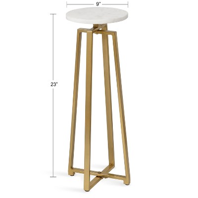 White Marble and Gold Metal Round Drink Table