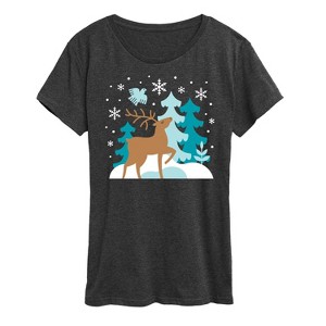 Women's - Instant Message - Scandinavian Winter Deer Short Sleeve Graphic T-Shirt - 1 of 4