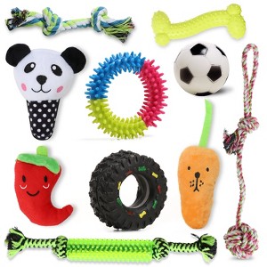 VECELA Puppy Chew Toys for Small Dogs, 10 Pack Small Dog Toys Squeaky Rope Chew Toy Sets - 1 of 4