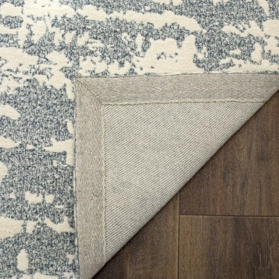 Handmade Blue and Ivory Square Wool Rug 6'x6'