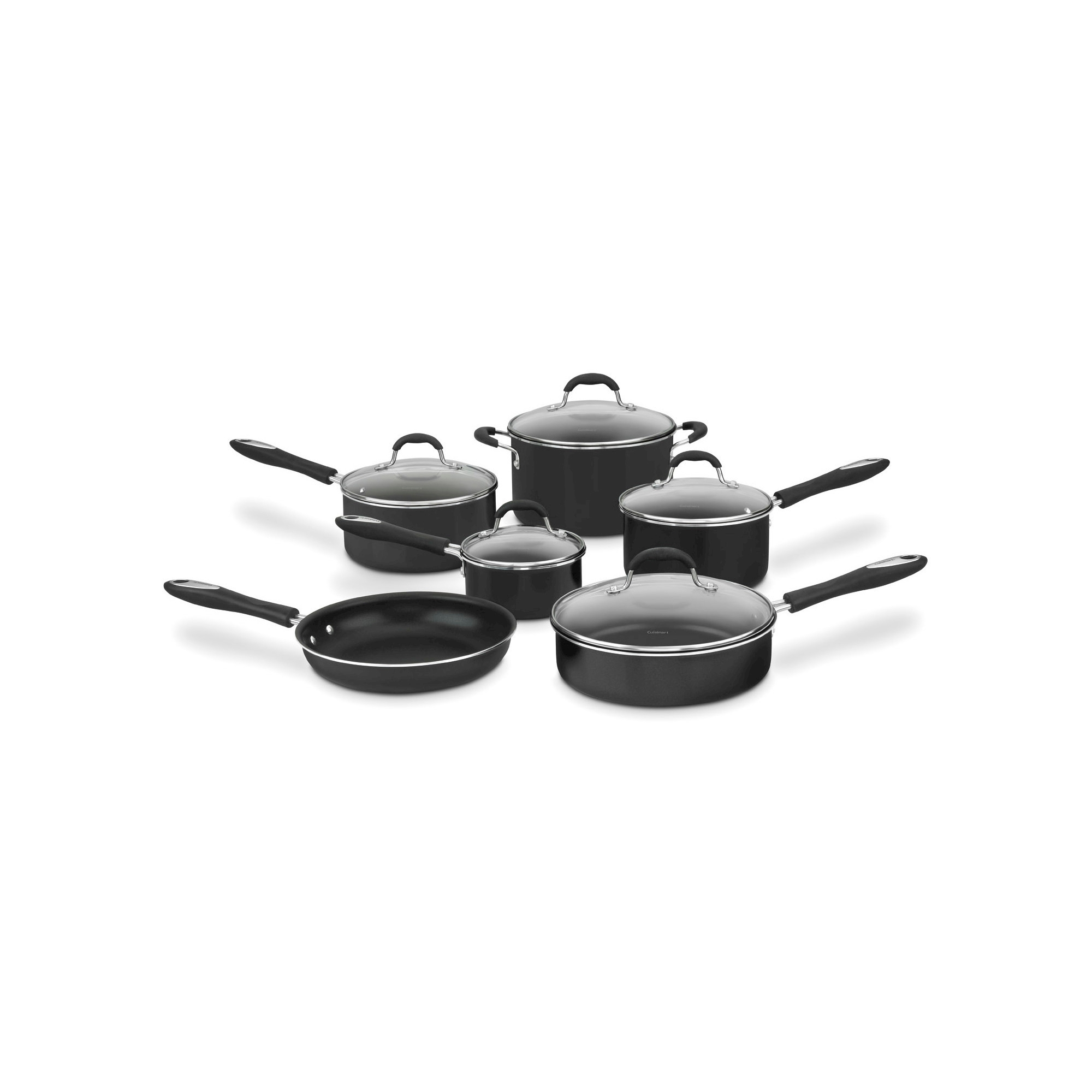 Cuisinart Advantage 11pc Non-Stick Cookware Set - 55-11BK: Gas & Induction Compatible, Dishwasher-Safe, Soft-Grip Handles