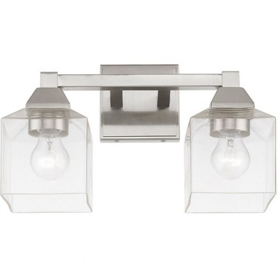 Brushed Nickel 2-Light Vanity Sconce with Clear Glass Shades