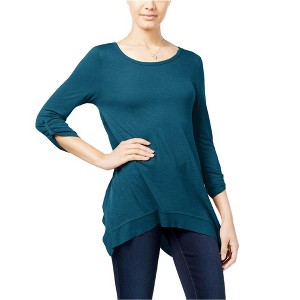 Hippie Rose Womens Heathered Pullover Blouse, Blue, Medium - 1 of 1