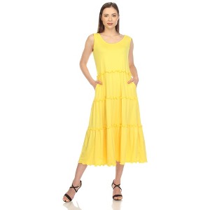 Women's Scoop Neck Tiered Midi Dress - White Mark - 1 of 4