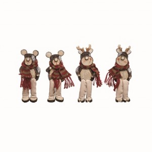 Transpac Tree Stump Bear and Reindeer Sitter Set of 4 Decorative Animal Figurines Made of Resin Christmas Indoor Tabletop and Mantel Decoration Gift - 1 of 1