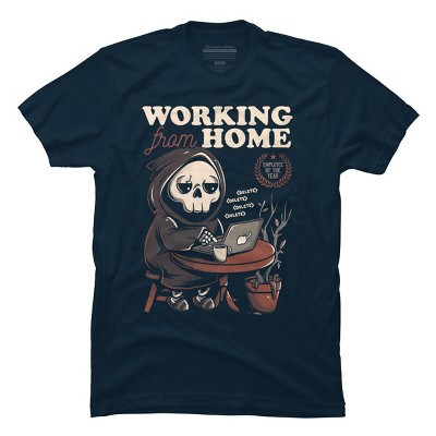 Men's Design By Humans Working From Home - Creepy Skull Gift By EduEly T-Shirt