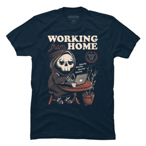 Men's Design By Humans Working From Home - Creepy Skull Gift By EduEly T-Shirt - 1 of 4