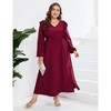 Garvee Women's Plus Size Fall Dress with Pocket Ruffle Cap Long Sleeves V Neck Side Split Long Maxi Dress - 2 of 4
