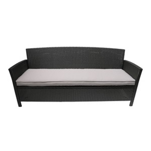 Christopher Knight Home Lucia 73" Outdoor Wicker 3 Seater Sofa with Cushions, Gray/Light Gray - 1 of 4