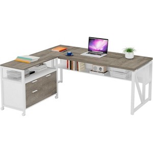 Tribesigns L Shaped Desk with Drawer,63" Executive Computer Desk and lateral File Cabinet, 2 Piece Home Office Furniture - 1 of 4