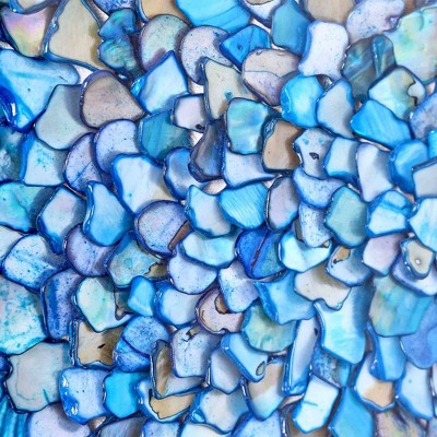 Blue Seashell Mosaic Framed Wall Art on Canvas
