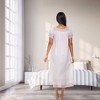 ADR Women's Cotton Nightgown Amelia Short Sleeve Lace Trim Button Up Long Vintage Night Dress Gown - 3 of 4