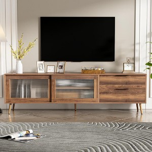 Chic Crate - 75" Modern Media Console with 2 Glass Doors & Storage - TV Stand for 75"+ TVs - Living Room/Bedroom - 1 of 4