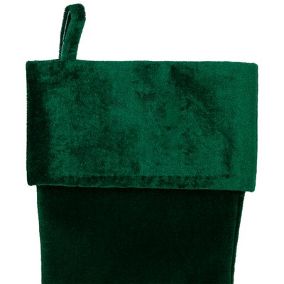 Traditional Green Velvet Christmas Stocking, 19 Inches