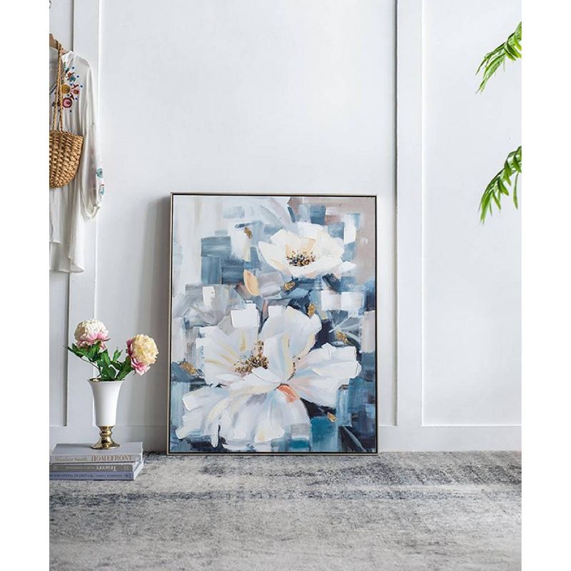 32.5&#34;x40&#34; Blooming Florals Hand Painted Gold Framed Wall Art White/Blue - A&#38;B Home, 5 of 56