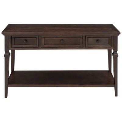 Dexmalle Classic Retro Style Console Table with Three Top Drawers and Open Style Bottom Shelf
