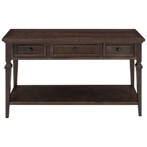 Dexmalle Classic Retro Style Console Table with Three Top Drawers and Open Style Bottom Shelf - 1 of 4