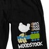 Woodstock Bird and Guitar Logo Men's Black Lounge Shorts - 2 of 4
