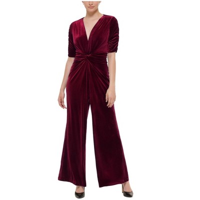 Vince Camuto Womens Velvet Knot Front Jumpsuit