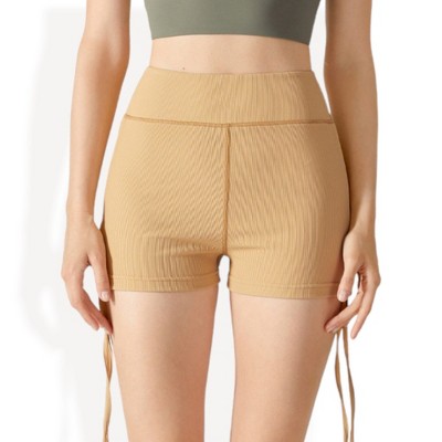 Anna-Kaci Active Women's High Waist Ribbed Workout Shorts with Adjustable Side Ties and Seamless Design for Maximum Comfort