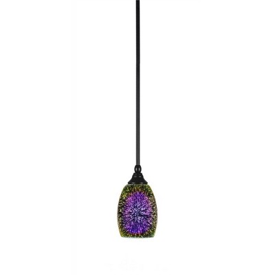 Toltec Lighting Any 1 - Light Pendant in  Matte Black with 5" Silver Fire Shade