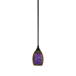 Toltec Lighting Any 1 - Light Pendant in  Matte Black with 5" Silver Fire Shade - 1 of 1