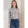 Allegra K Women's Floral Long Sleeve Retro Ruffled Button Down Top - 3 of 4