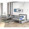 NicBex Full over Full Bunk Bed Convertible Wooden Bed Frame with Storage Stairs, Shelves, Drawers and Guardrail, No Box Spring Required - 2 of 4