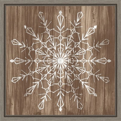 Amanti Art Barnwood Wonderland VI (Snowflake) by June Erica Vess Canvas Wall Art Print Framed 16 x 16-in.