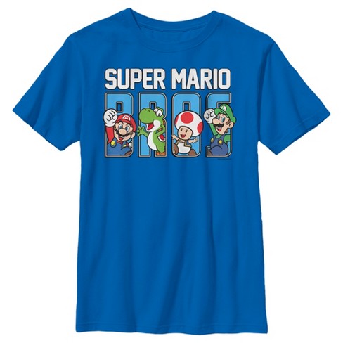 Boy's Nintendo Super Mario Bros. Character Fill T-shirt - Royal Blue ...