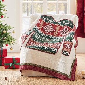 Greenland Home Fashion Ugly Sweater Ultra Soft High-Quality Throw Blanket Standard Red - 1 of 4