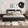 King Bed Frame with Charging Station, All-Metal Platform Bed Frame with Headboard & Footboard, Noise-Free, No Box Spring Needed, Easy Assembly, Black - 3 of 4