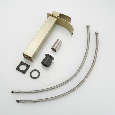 Brushed Gold Stainless Steel Single Handle Vessel Sink Faucet