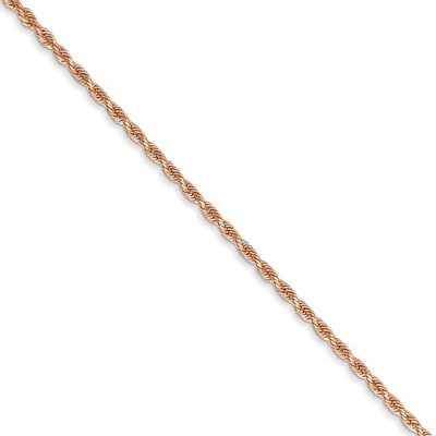 Black Bow Jewelry 1.5mm 14k Rose Gold Solid Diamond Cut Rope Chain Necklace