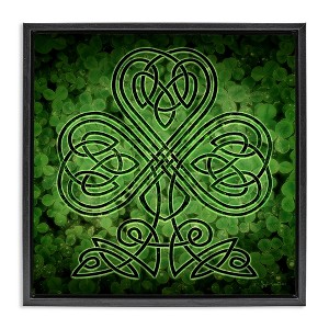 Stupell Industries Green Celtic Shamrock Knot Floating Frame Canvas Art, Black, 18" x 18" - 1 of 4