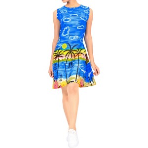 HAPPY BAY Women's Summer Loose Swimwear Bathing Suit Vacation Beachwear Mini Dress Wrap Cover Ups 0-2 Blue Floral - 1 of 4