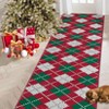 Red and Green Holiday Print Plaid Area Rug Christmas Theme Home Decor Rugs Low Pile Non Slip Carpet for Dining Room Play Room - 2 of 4
