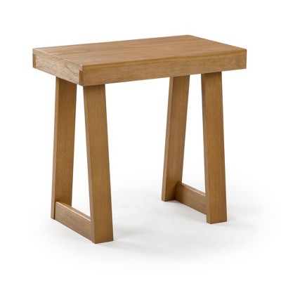 Pecan Wirebrush Solid Pine Wood Rectangular Side Table