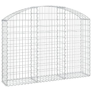 vidaXL Gabion Basket Silver Galvanized iron 39.4 x 11.8 x 15.7/23.6 in - 59.1" x 11.8" x 39.4"/47.2" - 1 of 4