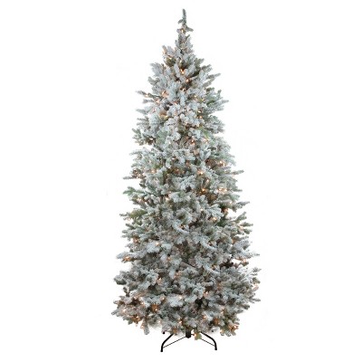 Northlight 7.5' Prelit Artificial Christmas Tree Flocked Slim Colorado Spruce - Clear Dura-Lit Lights