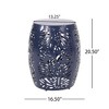 CAVINAS Modern Iron Patio Side Table with Tropical Palm Leaf Cut Design, Modern Barrel-Shaped Patio End Tables, Iron-cut  Outdoor Table - 3 of 4